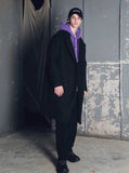 メスノウン(MASSNOUN) DOUBLE OVERSIZED SUBJECT BELT WOOL COAT MFECT003-BK