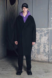 メスノウン(MASSNOUN) DOUBLE OVERSIZED SUBJECT BELT WOOL COAT MFECT003-BK