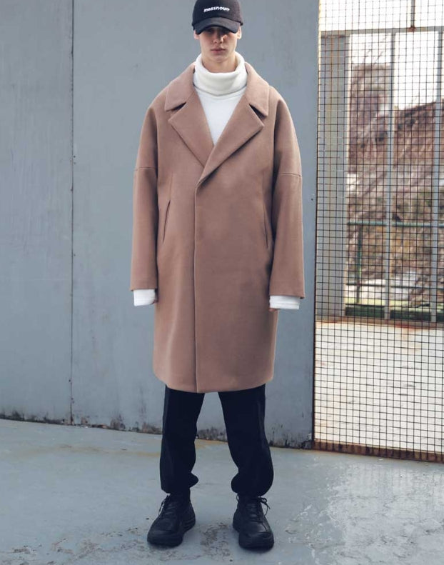 メスノウン(MASSNOUN) DOUBLE OVERSIZED SUBJECT BELT WOOL COAT MFECT003-CM