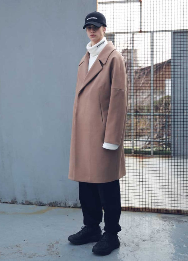 メスノウン(MASSNOUN) DOUBLE OVERSIZED SUBJECT BELT WOOL COAT MFECT003-CM