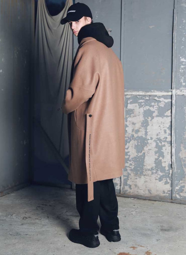 メスノウン(MASSNOUN) DOUBLE OVERSIZED SUBJECT BELT WOOL COAT MFECT003-CM