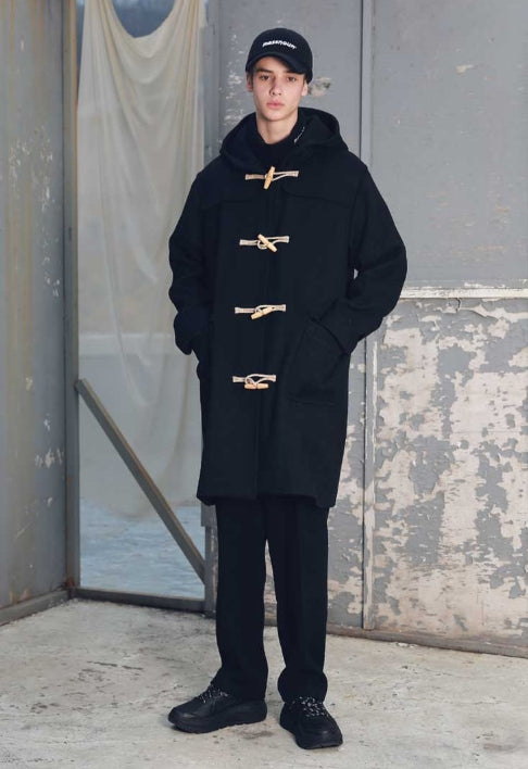 メスノウン(MASSNOUN) HEAVY OVERSIZED WOOL DUFFLE COAT MFECT004-BK