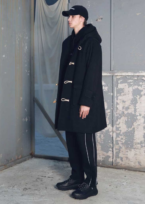 メスノウン(MASSNOUN) HEAVY OVERSIZED WOOL DUFFLE COAT MFECT004-BK