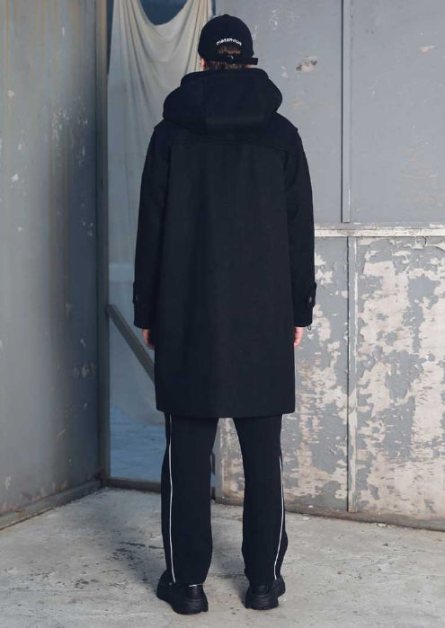 メスノウン(MASSNOUN) HEAVY OVERSIZED WOOL DUFFLE COAT MFECT004-BK
