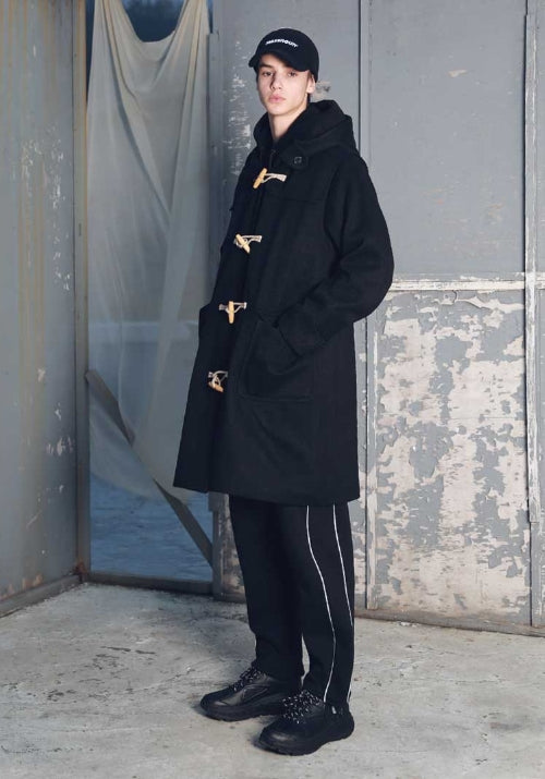 メスノウン(MASSNOUN) HEAVY OVERSIZED WOOL DUFFLE COAT MFECT004-BK