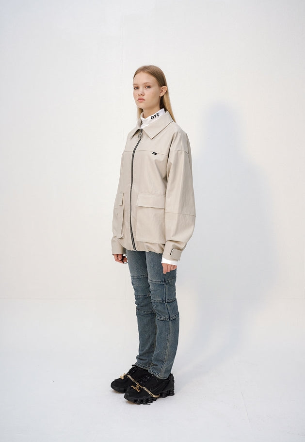 オーワイ(OY) LEATHER JACKET - BEIGE