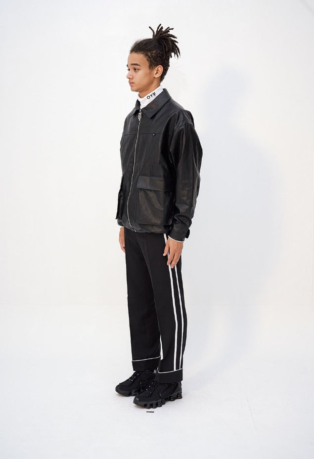 オーワイ(OY) LEATHER JACKET - BLACK