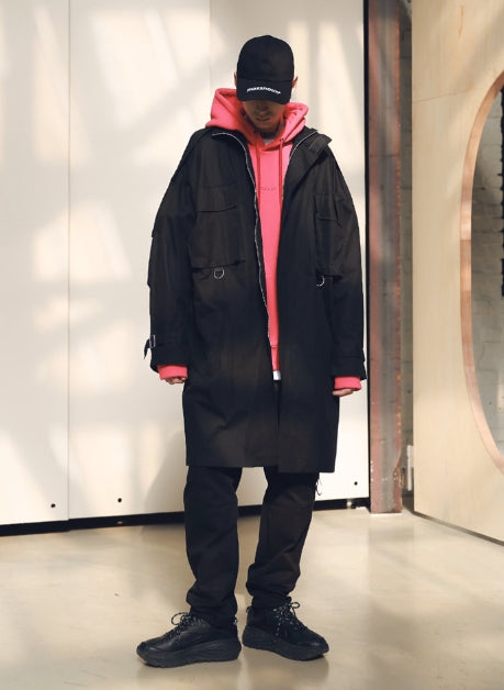 メスノウン(MASSNOUN) SL LOGO M-51 FISHTAIL LONG COAT MSNCT002-BK