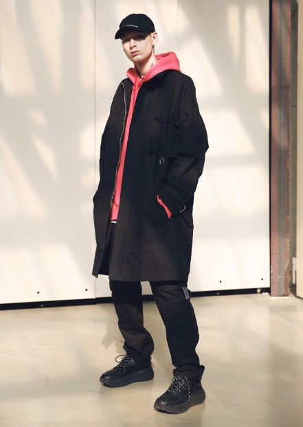 メスノウン(MASSNOUN) SL LOGO M-51 FISHTAIL LONG COAT MSNCT002-BK