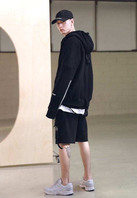 メスノウン(MASSNOUN) REFLECTIVE LINE TECH HOOD ZIP-UP MSNZP001-BK