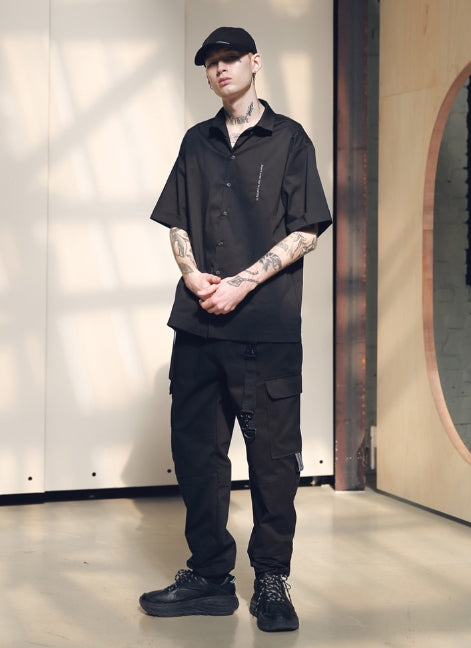 メスノウン(MASSNOUN) SL LOGO SECTION STRING PANTS MSNCP002-BK