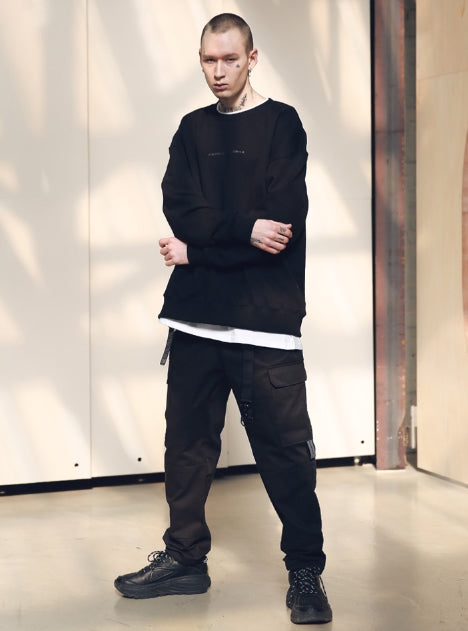 メスノウン(MASSNOUN) SL LOGO SECTION STRING PANTS MSNCP002-BK