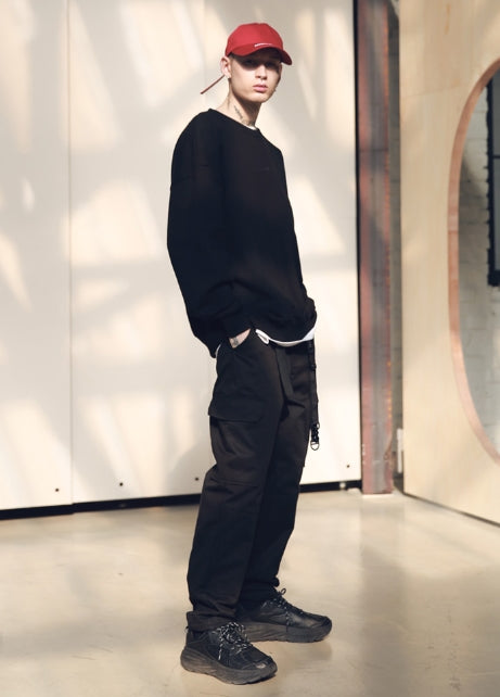 メスノウン(MASSNOUN) SL LOGO SECTION STRING PANTS MSNCP002-BK