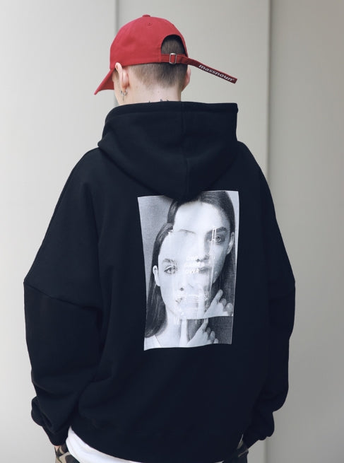 メスノウン(MASSNOUN) SL LOGO DWI OVERSIZED HOODIE MSNHD002-BK