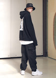 メスノウン(MASSNOUN) SL LOGO DWI OVERSIZED HOODIE MSNHD002-BK