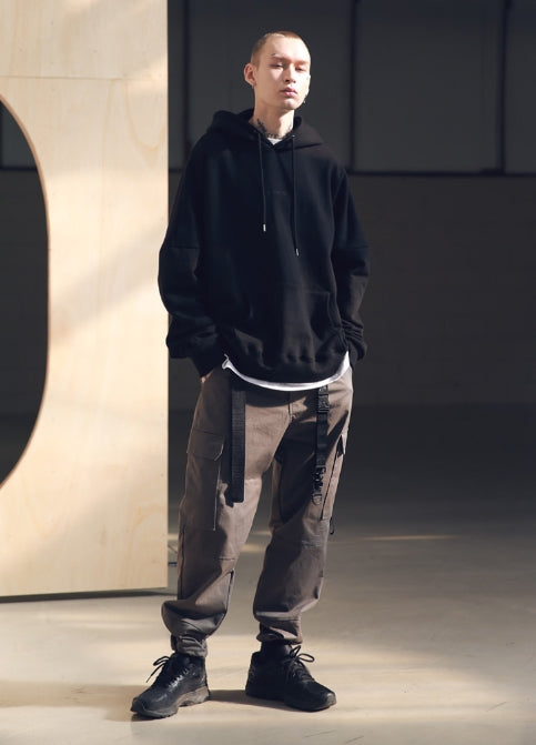 メスノウン(MASSNOUN) SL LOGO DWI OVERSIZED HOODIE MSNHD002-BK