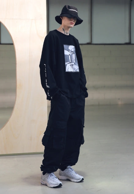 メスノウン(MASSNOUN) SB HATCHET OVERSIZED LONG SLEEVE MSNLS001-BK