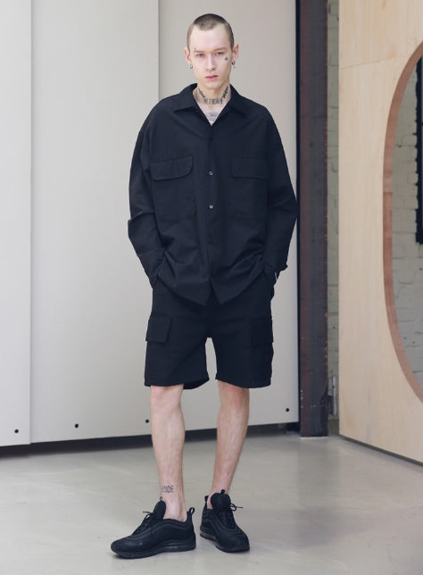 メスノウン(MASSNOUN) SB TWO POCKET LONG SHIRTS MSNST001-BK