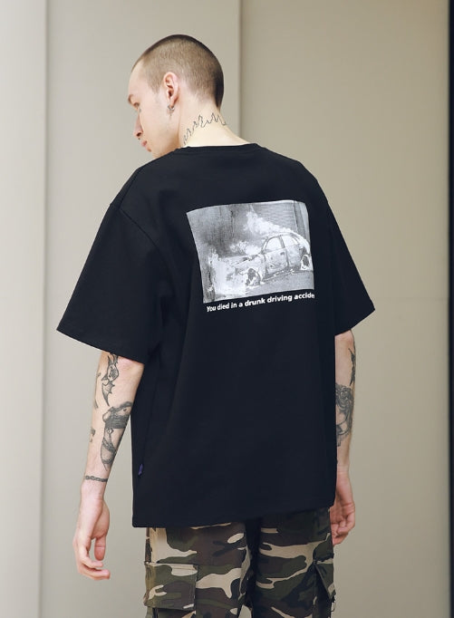 メスノウン(MASSNOUN) SL LOGO SCOTCH BURNING T-SHIRTS MSNTS001 (BLACK)