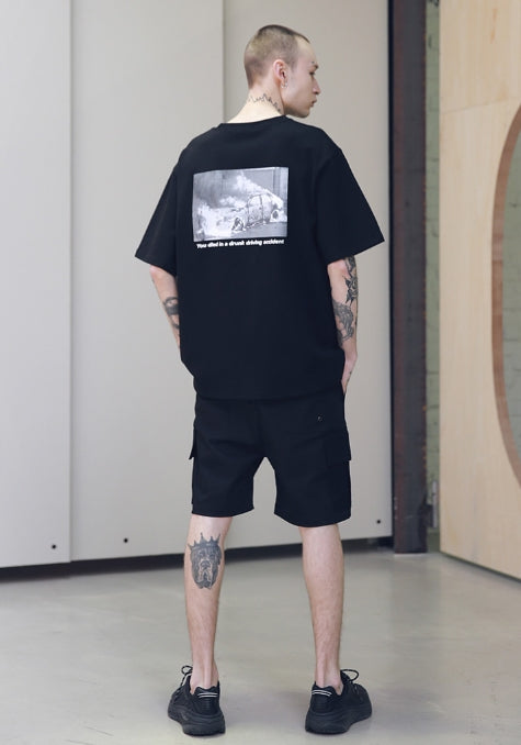 メスノウン(MASSNOUN) SL LOGO SCOTCH BURNING T-SHIRTS MSNTS001 (BLACK)