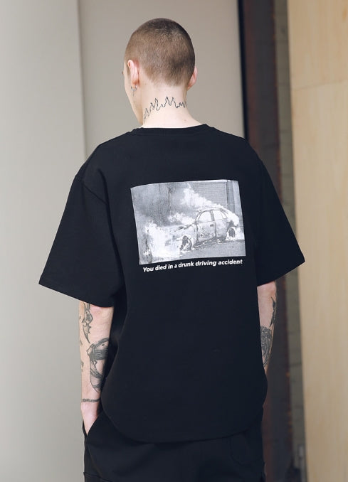 メスノウン(MASSNOUN) SL LOGO SCOTCH BURNING T-SHIRTS MSNTS001 (BLACK)