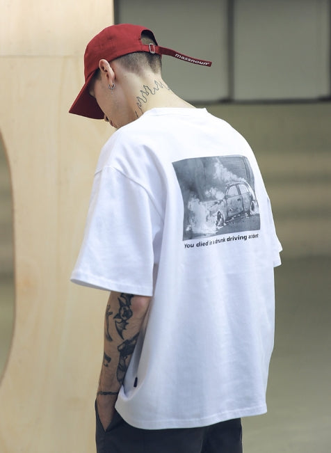 メスノウン(MASSNOUN) SL LOGO SCOTCH BURNING T-SHIRTS MSNTS001 (WHITE)