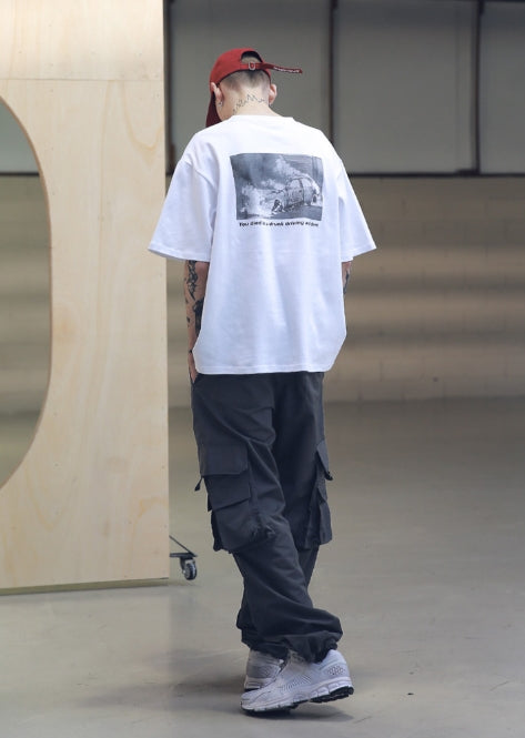 メスノウン(MASSNOUN) SL LOGO SCOTCH BURNING T-SHIRTS MSNTS001 (WHITE)