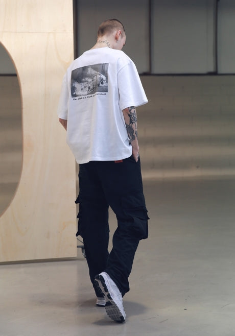 メスノウン(MASSNOUN) SL LOGO SCOTCH BURNING T-SHIRTS MSNTS001 (WHITE)