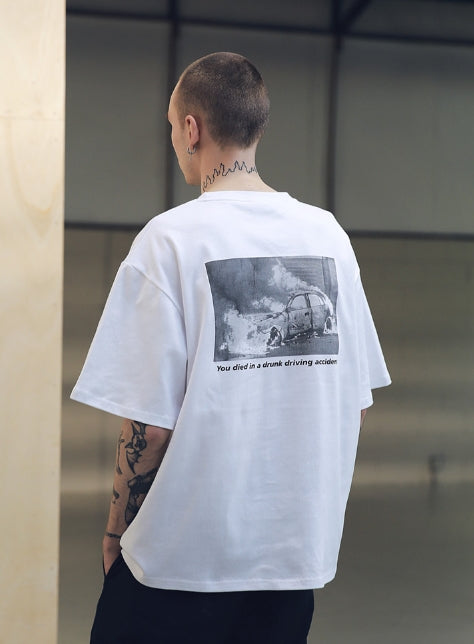 メスノウン(MASSNOUN) SL LOGO SCOTCH BURNING T-SHIRTS MSNTS001 (WHITE)