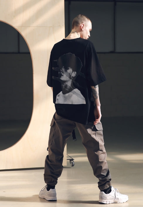 メスノウン(MASSNOUN) SCRATCH OVERSIZED T-SHIRTS MSNTS002 (BLACK)