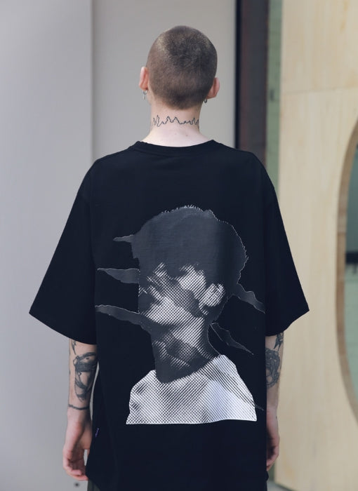 メスノウン(MASSNOUN) SCRATCH OVERSIZED T-SHIRTS MSNTS002 (BLACK)