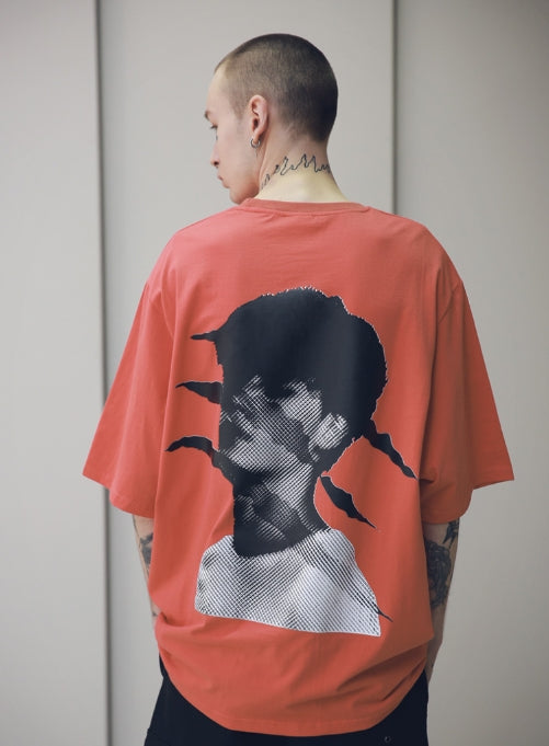 メスノウン(MASSNOUN) SCRATCH OVERSIZED T-SHIRTS MSNTS002 (CORAL)