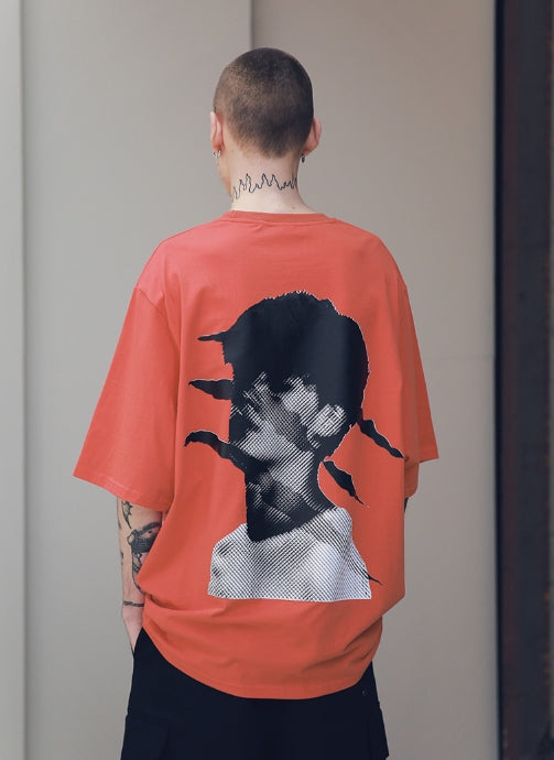 メスノウン(MASSNOUN) SCRATCH OVERSIZED T-SHIRTS MSNTS002 (CORAL)
