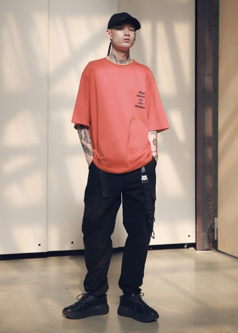 メスノウン(MASSNOUN) SCRATCH OVERSIZED T-SHIRTS MSNTS002 (CORAL)