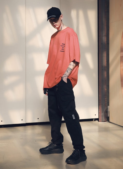 メスノウン(MASSNOUN) SCRATCH OVERSIZED T-SHIRTS MSNTS002 (CORAL)