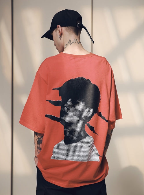 メスノウン(MASSNOUN) SCRATCH OVERSIZED T-SHIRTS MSNTS002 (CORAL)