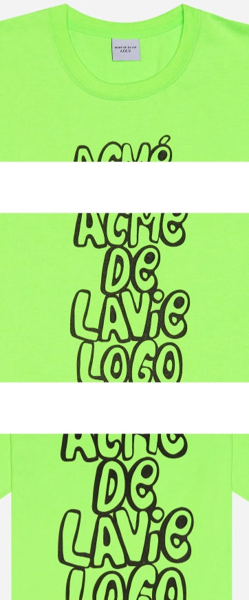 アクメドラビ(acme' de la vie) ADLV SPRAY LOGO SHORT SLEEVE T-SHIRT NEON GREEN