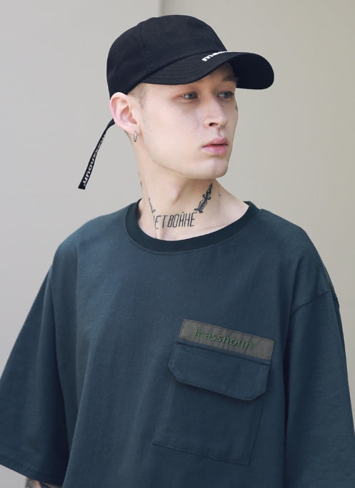 メスノウン(MASSNOUN)SL LOGO POCKET OVERSIZED T-SHIRTS MSNTS003 (GRAY)