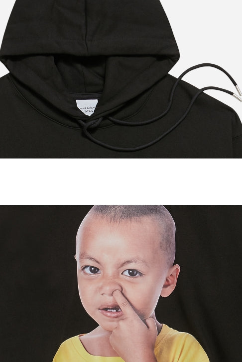 アクメドラビ(acme' de la vie) ADLV BABY FACE HOODIE BLACK YELLOW T-SHIRTS