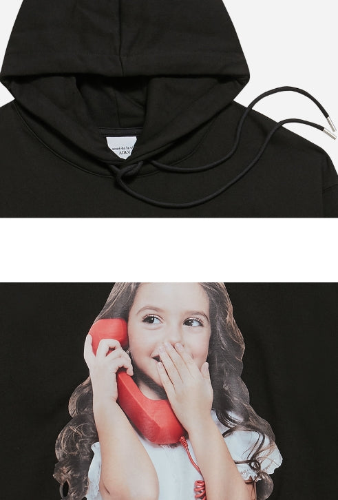 アクメドラビ(acme' de la vie) ADLV BABY FACE HOODIE BLACK PHONE