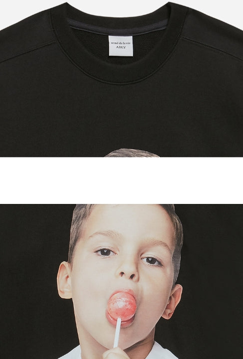 アクメドラビ(acme' de la vie) ADLV BABY FACE SWEATSHIRT BLACK CANDY