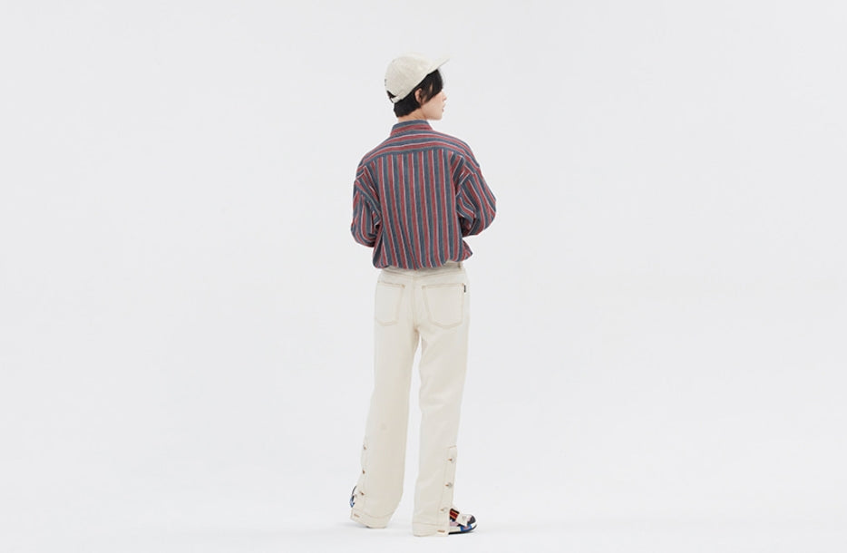ロマンティッククラウン(ROMANTIC CROWN) 90S STRIPED SHIRT_BURGUNDY
