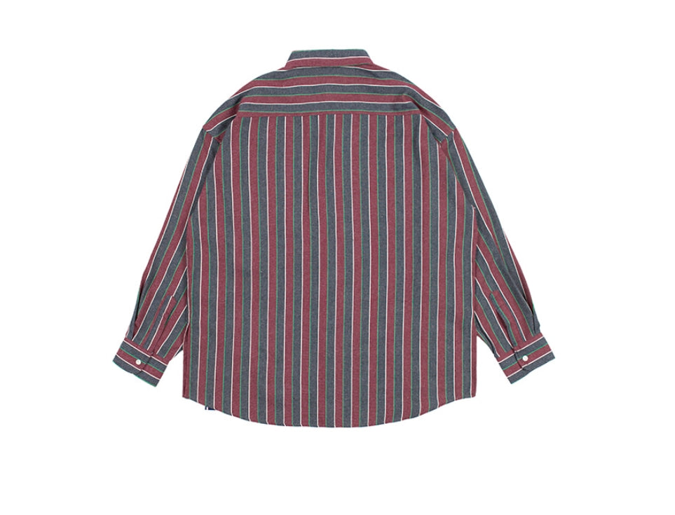ロマンティッククラウン(ROMANTIC CROWN) 90S STRIPED SHIRT_BURGUNDY