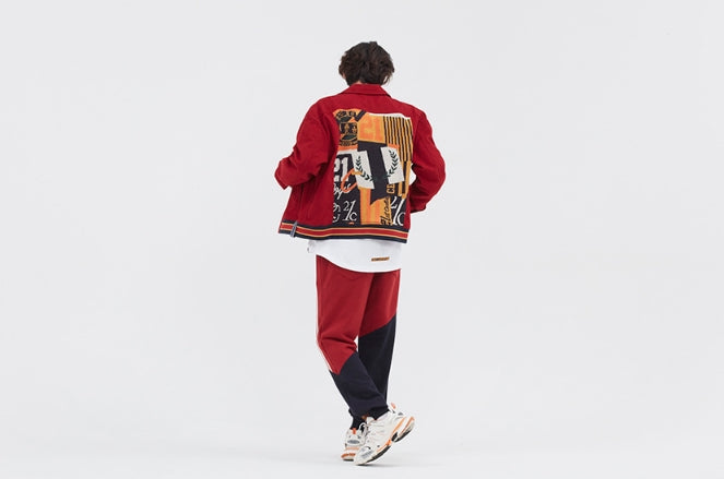ロマンティッククラウン(ROMANTIC CROWN) JACQUARD TRUCKER JACKET_BURGUNDY