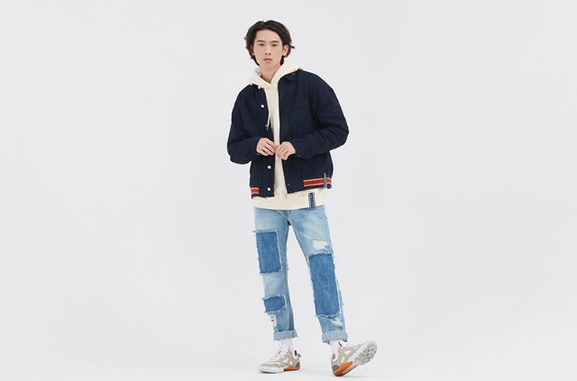ロマンティッククラウン(ROMANTIC CROWN)   JACQUARD TRUCKER JACKET_NAVY