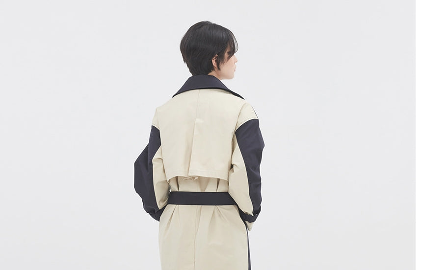 ロマンティッククラウン(ROMANTIC CROWN) WIDE LAPEL TRENCH COAT_NAVY