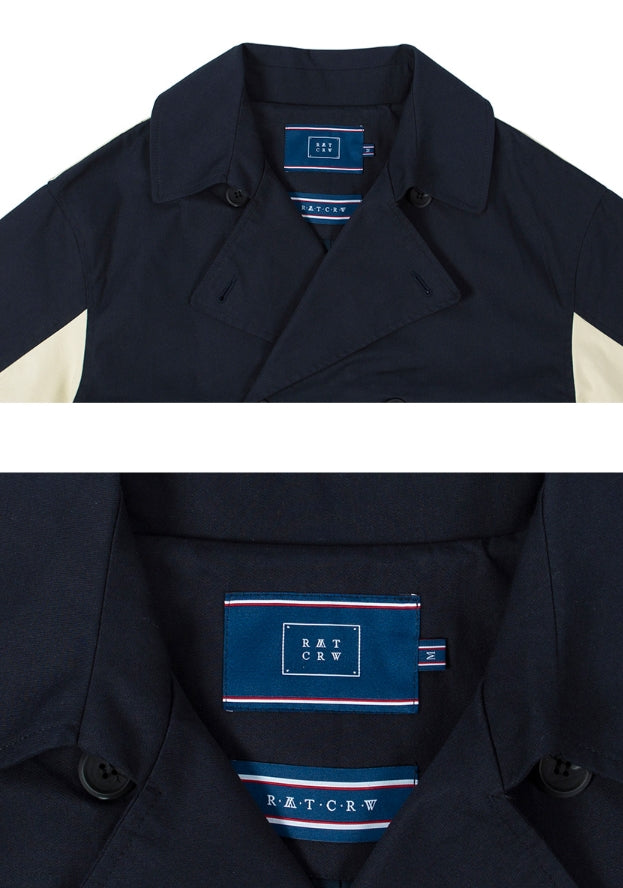 ロマンティッククラウン(ROMANTIC CROWN) WIDE LAPEL TRENCH COAT_NAVY