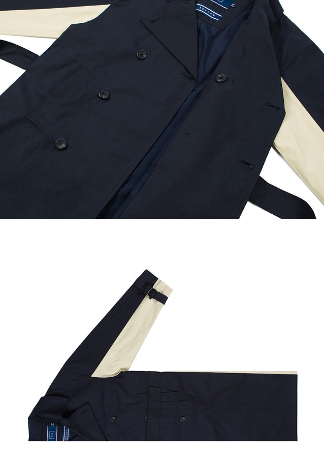 ロマンティッククラウン(ROMANTIC CROWN) WIDE LAPEL TRENCH COAT_NAVY