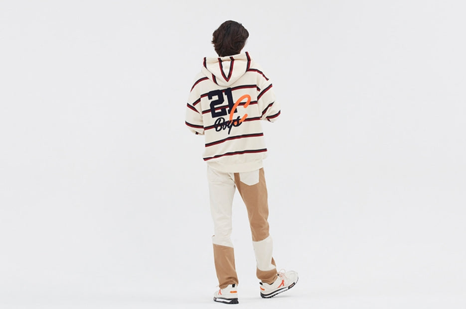 ロマンティッククラウン(ROMANTIC CROWN)  21C BOYS STRIPE HOOD_OATMEAL