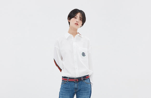 ロマンティッククラウン(ROMANTIC CROWN)  BACK LINE OVER FIT SHIRT_WHITE